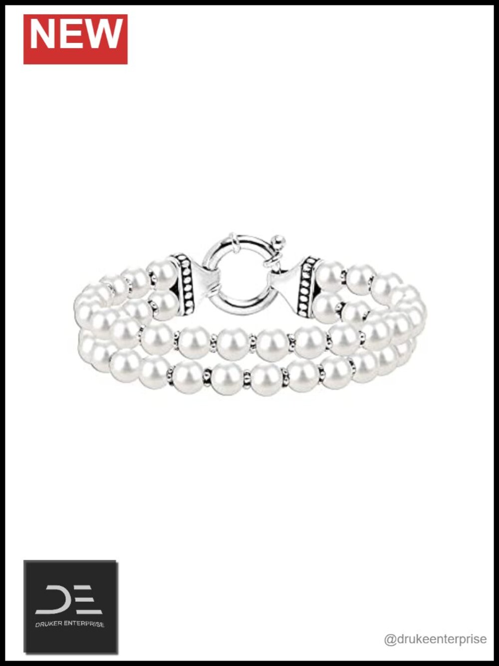 Genuine 925 Sterling Silver Pearl Bracelet 6mm Sliding Bolo Chain